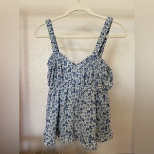 Chic Blue Floral Camisole Top